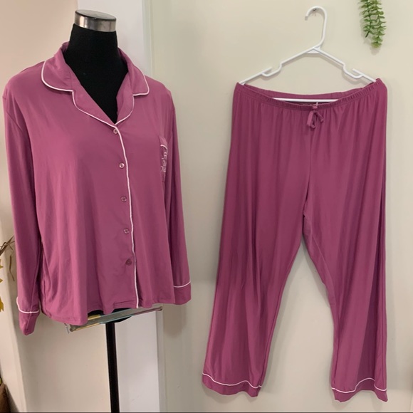 Mentally Exhausted Embroidered Pocket loungewear Sleepwear Set size XL - Picture 9 of 15